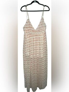Blush BJ Striped Spaghetti‑Strap Maxi Dress in Blush and Cream